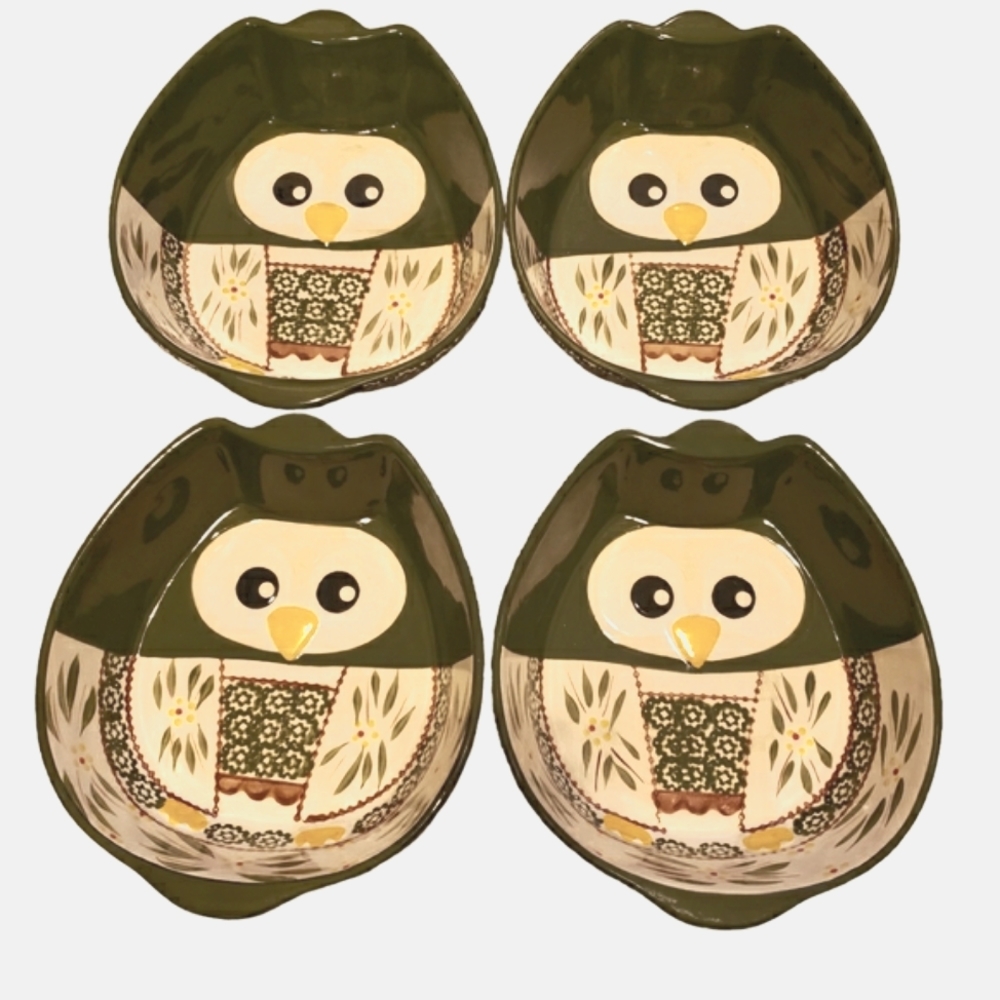 Temp-tations Old World Set of 4 Figural Owl Bakers